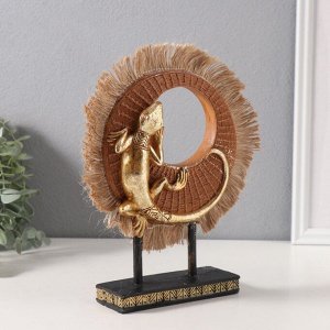 Фигурка полистоун «Золотая ящерица на плетёном кольце», 5x13.2x21.5 см