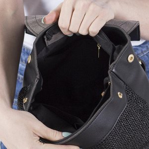 Рюкзак-сумка, плетёный, отдел на шнурке, наружный карман, цвет чёрный