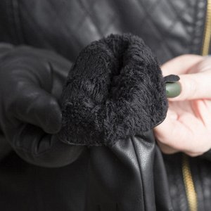 Перчатки женские, размер 7.5, с подкладом, цвет чёрный