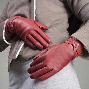 Перчатки женские, размер 6.5, с подкладом, цвет бордовый