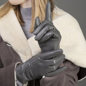 Перчатки женские, размер 6.5, с подкладом, цвет серый
