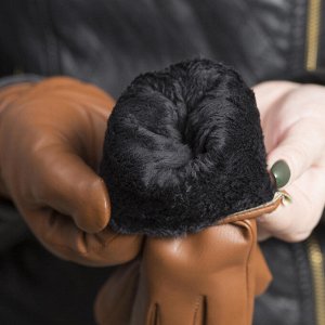 Перчатки женские, размер 7, с утеплителем, цвет коричневый