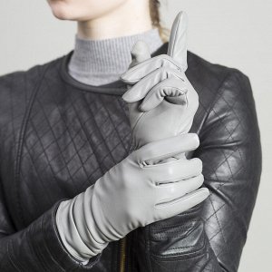 Перчатки женские, размер 6.5, с подкладом, цвет серый