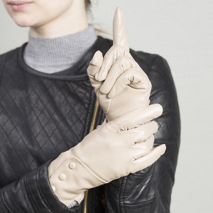 Перчатки женские, размер 7.5, с подкладом, цвет бежевый