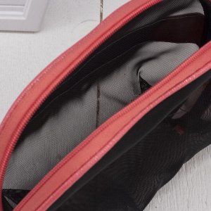 Косметичка-сумочка, отдел на молнии, с ручкой, цвет чёрный/розовый