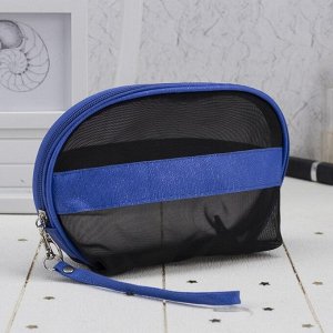 Косметичка-сумочка, отдел на молнии, с ручкой, цвет чёрный/синий