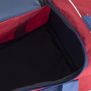 Сумка спортивная, отдел на молнии, 3 наружных кармана, длинный ремень, цвет синий/красный
