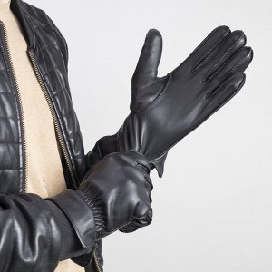 Перчатки мужские, размер 10, резинка, подклад флис, цвет чёрный