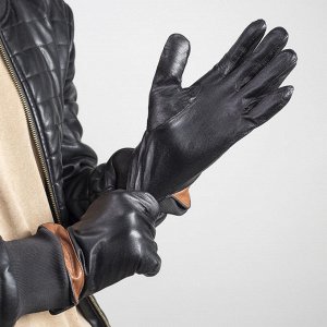 Перчатки мужские, размер 10, с утеплителем, цвет чёрный/коричневый