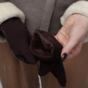 Перчатки женские безразмерные, комбинированные, без подклада, для сенсорных экранов, цвет кофе
