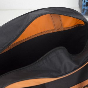 Сумка спортивная, отдел на молнии, наружный карман, длинный ремень, цвет чёрный/оранжевый