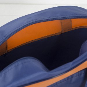Сумка спортивная, отдел на молнии, наружный карман, длинный ремень, цвет синий/оранжевый