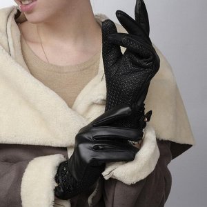 Перчатки женские безразмерные, комбинированные, без подклада, для сенсорных экранов, цвет чёрный