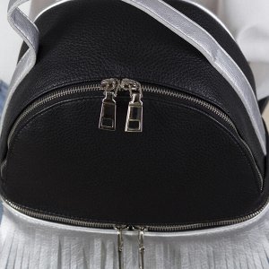 Рюкзак молодёжный, отдел на молнии, наружный карман, цвет чёрный/серебро
