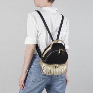 Рюкзак молодёжный, отдел на молнии, наружный карман, цвет чёрный/золото