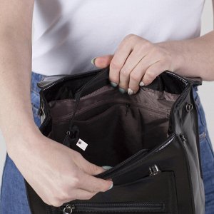 Рюкзак-сумка, отдел на молнии, с расширением, наружный карман, цвет чёрный