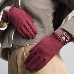 Перчатки женские безразмерные, без подклада, для сенсорных экранов, цвет бордовый