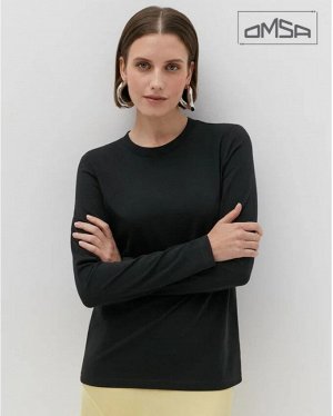 Женский лонгслив прямого кроя с длинными рукавами и круглым вырезом горловины
