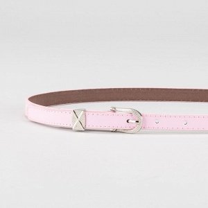 Ремень женский, ширина - 1,4 см, пряжка металл, 2 строчки, цвет розовый