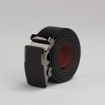 Ремень мужской, пряжка автомат под тёмный металл, ширина - 3,5 см, цвет чёрный гладкий