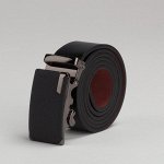 Ремень мужской, пряжка автомат под тёмный металл, ширина - 3,5 см, цвет чёрный гладкий