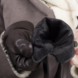 Перчатки женские, р-р 7, подклад искусственный мех, цвет коричневый
