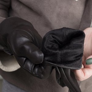 Перчатки женские, размер 6.5, с подкладом, цвет коричневый