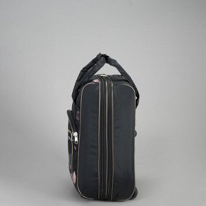 Чемодан малый 20" с сумкой, отдел на молнии, с расширением, цвет чёрный