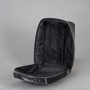 Чемодан малый 20&quot; с сумкой, отдел на молнии, наружный карман, с расширением, цвет чёрный