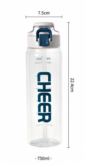 Бутылка спортивная для воды CHEER 750мл для фитнеса, спорта