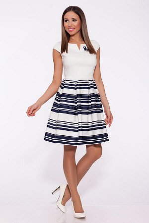 #68503 Платье Белый/синяя полоса