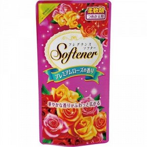 Nihon Кондиционер для белья "Softener Premium Rose" (с антибактериальным эффектом и богатым ароматом роз) 500 мл, мягкая упаковка / 20