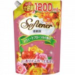 Nihon Кондиционер для белья &quot;Softener Sweer Floral&quot; (с антибактериальным эффектом и нежным цветочным ароматом) 1200 мл, мягкая упаковка с крышкой / 8