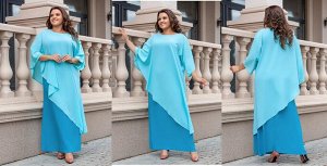 Платье Сарафан с шифоновой накидкой из масла и креп шифона 
Длина сарафана-140 см