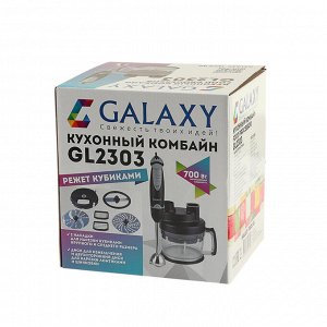 Кухонный комбайн Galaxy GL 2303, погружной, 700 Вт, 2 л, режим «Турбо», 5 насадок