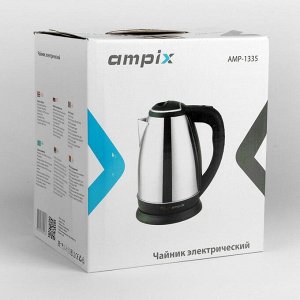 Чайник электрический Ampix AMP-1335, металл, 1.8 л, 1500 Вт, серебристый