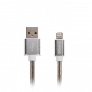 Кабель Krutoff, USB - Lightning, усиленный разъем, 2.1 А, 1 м, белый