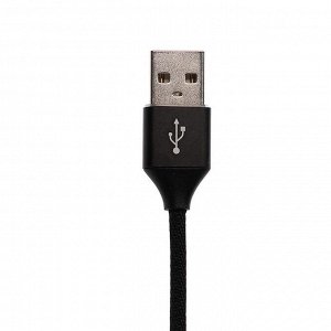 Кабель LuazON, Lightning - USB, 1 А, 1 м, разъем для наушников, черный