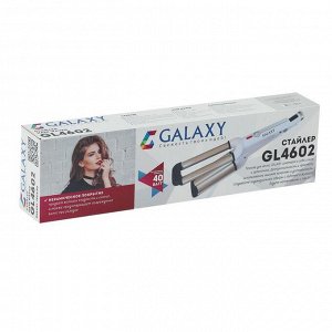 Плойка Galaxy GL 4602, 60 Вт, керамическое покрытие, d=16 мм, 200°С, белая