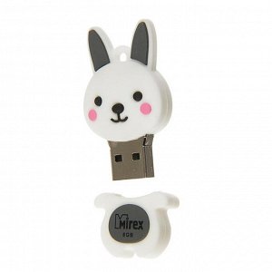 Флешка Mirex RABBIT GREY, 8 Гб, USB2.0, "кролик", чт до 25 Мб/с, зап до 15 Мб/с