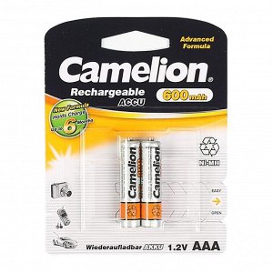 Аккумулятор Camelion, AAA, Ni-Mh, HR03-2BL (NH-AAA600BP2), 1.2В, 600 мАч, блистер, 2 шт.