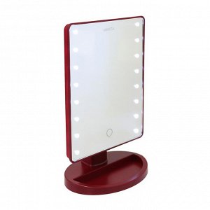 Зеркало MARTA MT-2654, подсветка, 28x6x19.5 см, 16 светодиодов, 4хАА, цвет "бордовый гранат"