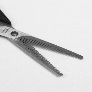 Ножницы парикмахерские, филировочные, с упором, двусторонние, лезвие — 5,5 см, цвет чёрный, Н-073