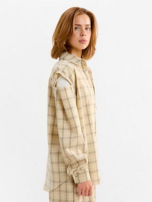 Рубашка женская MINAKU: Casual Collection, бежевый в клетку