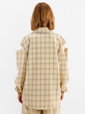 Рубашка женская MINAKU: Casual Collection, бежевый в клетку