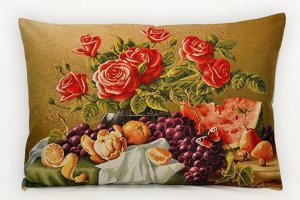 Подушка декоративная Натюрморт с розами, гобелен 45х63см