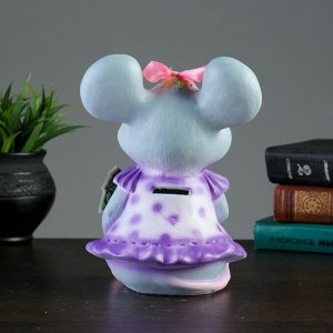 Копилка "Мышь в платье с денежкой" 20 см фиолетовая