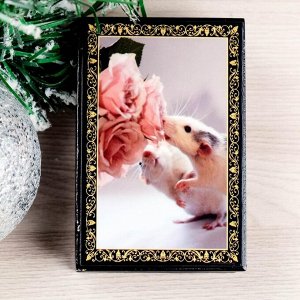 Шкатулка «Крыски с розами», 6-9-4 см, лаковая миниатюра