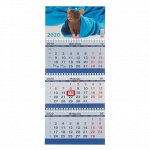 Календарь квартальный, трио &quot;Символ года - 5&quot; 2020 год, 20х47см