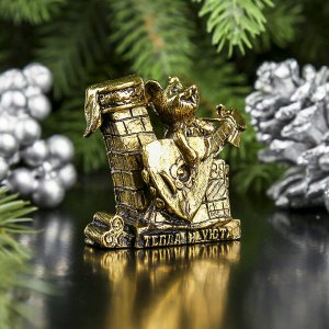 Сувенир металл "Мышка Тепла и уюта", золото, в коробке 3,9х3,8 см